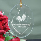Engraved In Loving Memory Memorial Oval Glass Ornament