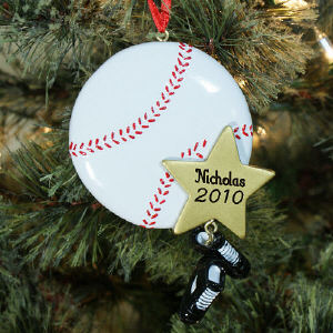 Baseball Star Personalized Christmas Ornament