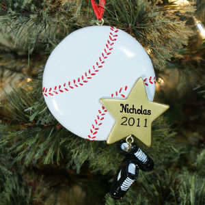 Baseball Star Personalized Christmas Ornament