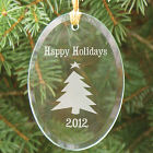 Happy Holidays Oval Glass Ornament