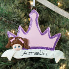 Personalized Brown Hair Princess Crown Ornament