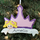 Personalized Blonde Hair Princess Crown Ornament