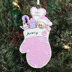 Baby's First Christmas Pink Mitten Ornament