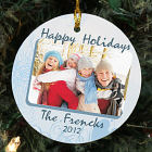 Personalized Ceramic Happy Holidays Photo Ornament