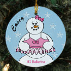 Personalized Ceramic Ballerina Snowman Ornament