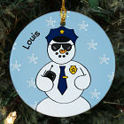 Personalized Ceramic Police Snowman Ornament