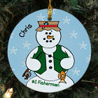 Personalized Ceramic Fisherman Snowman Ornament U450710