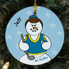 Personalized Ceramic Golfer Snowman Ornament