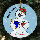 Personalized Ceramic Teacher Snowman Ornament U451110