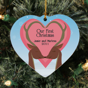 Personalized Ceramic Heart Our First Christmas Ornament
