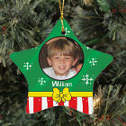 Personalized Ceramic Christmas Present Photo Star Ornament