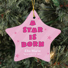 Personalized Ceramic Baby Girl Star Ornament