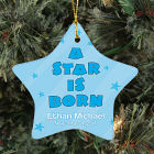 Personalized Ceramic Baby Boy Star Ornament