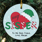 Personalized Ceramic Heart My Sister Ornament
