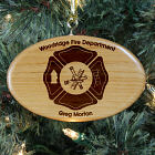 Engraved Fire Department Wooden Oval Ornament