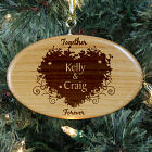 Engraved Together Forever Couples Wooden Oval Ornament