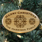 Engraved Merry Christmas Wooden Oval Ornament