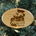 Engraved Football Player Wooden Oval Christmas Tree Ornaments