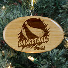 Engraved Basketball Wooden Oval Christmas Ornaments