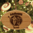 Engraved Lacrosse Wooden Oval Ornament