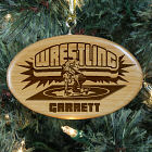 Engraved Wrestling Wooden Oval Ornament