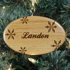 Engraved Snowflakes Wooden Oval Ornament