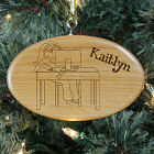 Engraved Computer Wooden Oval Ornament