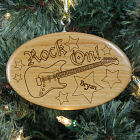 Engraved Guitar Wooden Oval Ornament