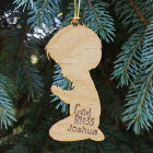 Personalized Praying Boy Wood Ornament