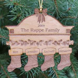 Personalized Christmas Mantle Wood Ornament