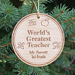 Personalized Teacher Christmas Wood Ornament W30250