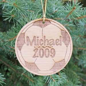 Personalized Soccer Wooden Christmas Ornament