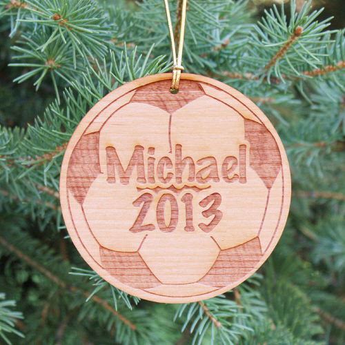 Personalized Soccer Wooden Christmas Tree Ornaments
