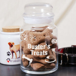 Engraved Dog Treat Glass Jar