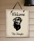 Welcome Dog Breed Personalized Slate Plaque
