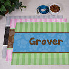 Personalized Modern Stripes Dog Food Mat