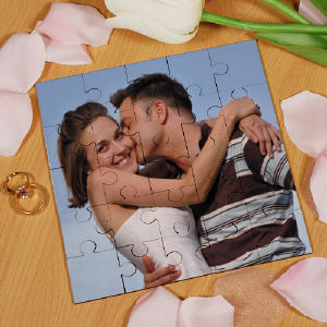 Picture Perfect Personalized Photo Square Wood Jig Saw Puzzle | Personalized Photo Gifts