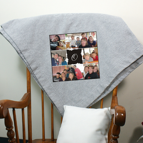Monogrammed Photo Collage Fleece Blanket GiftsForYouNow
