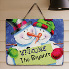 Personalized Snowman Welcome Slate Plaque