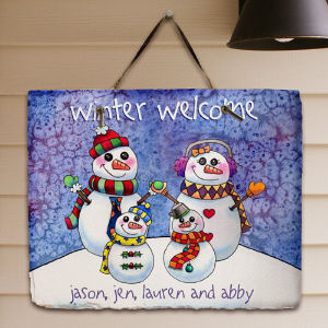Personalized Snowman Family Slate Plaque