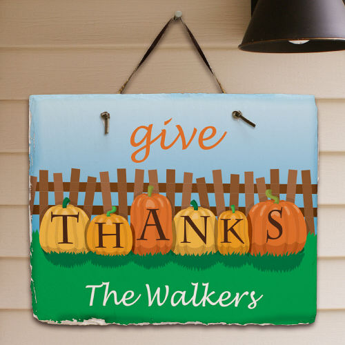 Personalized Give Thanks Welcome Slate Plaque