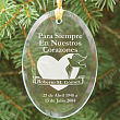 En nuestros de los corazones ornamento de cristal oval personalizado conmemorativo por siempre