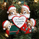 Ornamento personalizado de la Navidad de la familia del oso del peluche