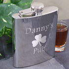 Engraved Shamrock Pub Flask