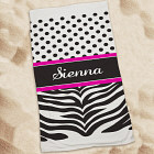 Personalized Black And White Print Beach Towel  U594333