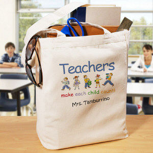Personalized Canvas Teacher Tote Bag Make Each Child Count