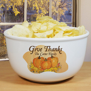 Personalized Thanksgiving Ceramic Bowl
