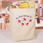 Personalized My Heart Belongs To Canvas Tote Bag