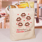 Personalized Chocolate Smooches Canvas Tote Bag
