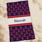 Personalized Anchors Away Beach Towel